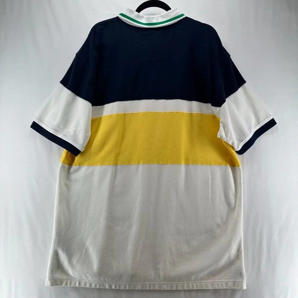 NAUTICA Polo Shirt Mens 2XL Pique Cotton Colorblock Short Sleeve Blue/Yellow - Picture 2 of 9